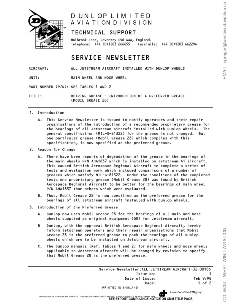 Service Newsletter: Technical Support | PDF | Aircraft | Aeronautics