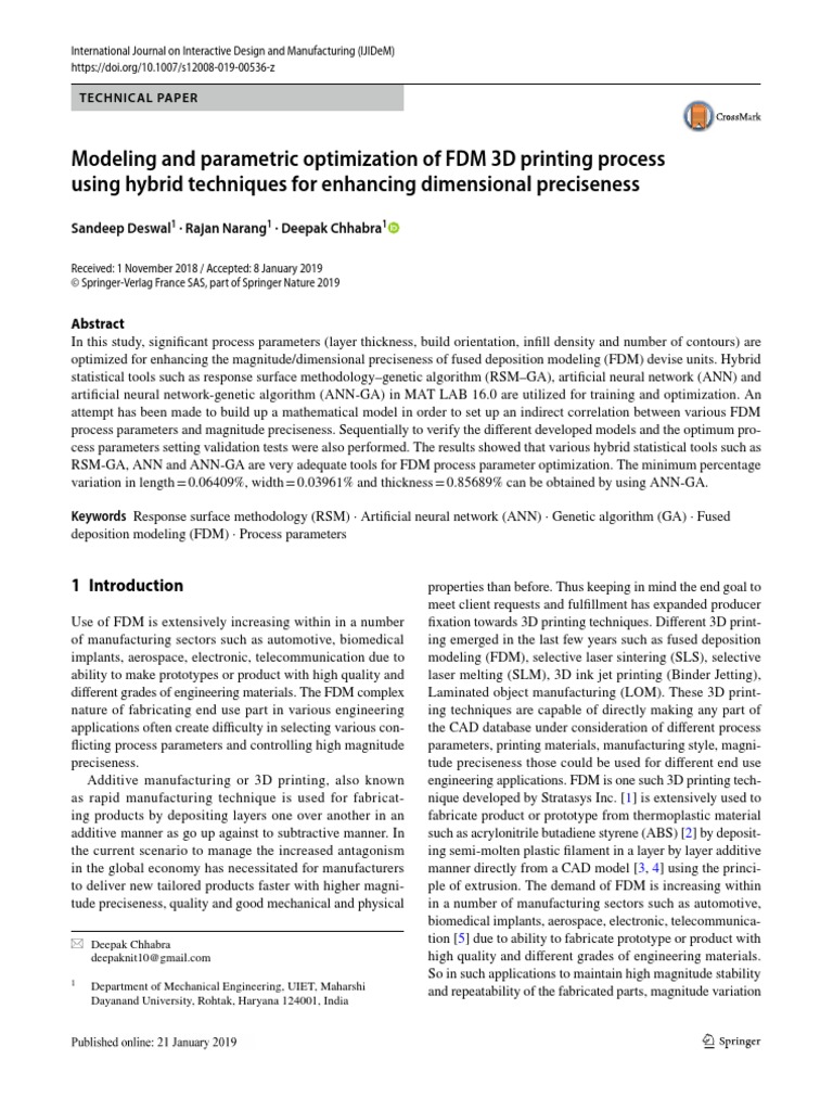 Modeling and Parametric Optimization of FDM 3D Printing Process Using ...