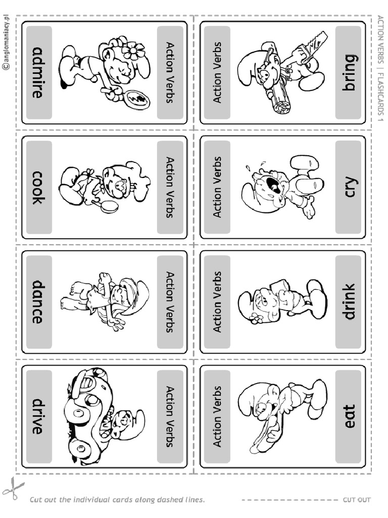 Grammar Flashcards Present Simple Action Verbs | PDF