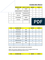 Exercise Programme: NO. Exercise Reps Sets