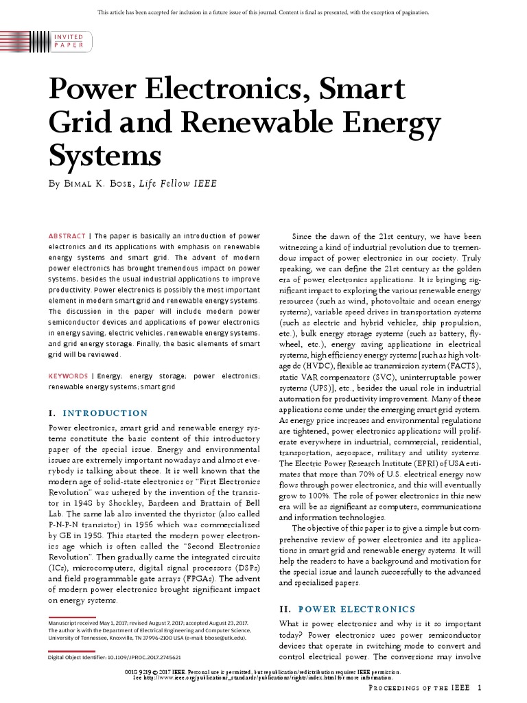Power Electronics, Smart Grid and Renewable Energy Systems | PDF ...