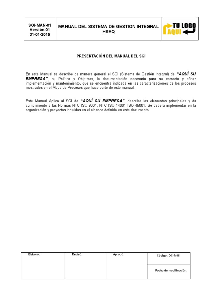 Sgi Man 01 Manual Del Sgi Pdf Responsabilidad Social Corporativa