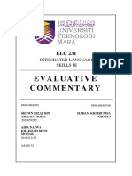 Evaluative Commentary: Integrated Language Skills Iii