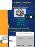Post-Acquisition Integration: & Organizational Learning