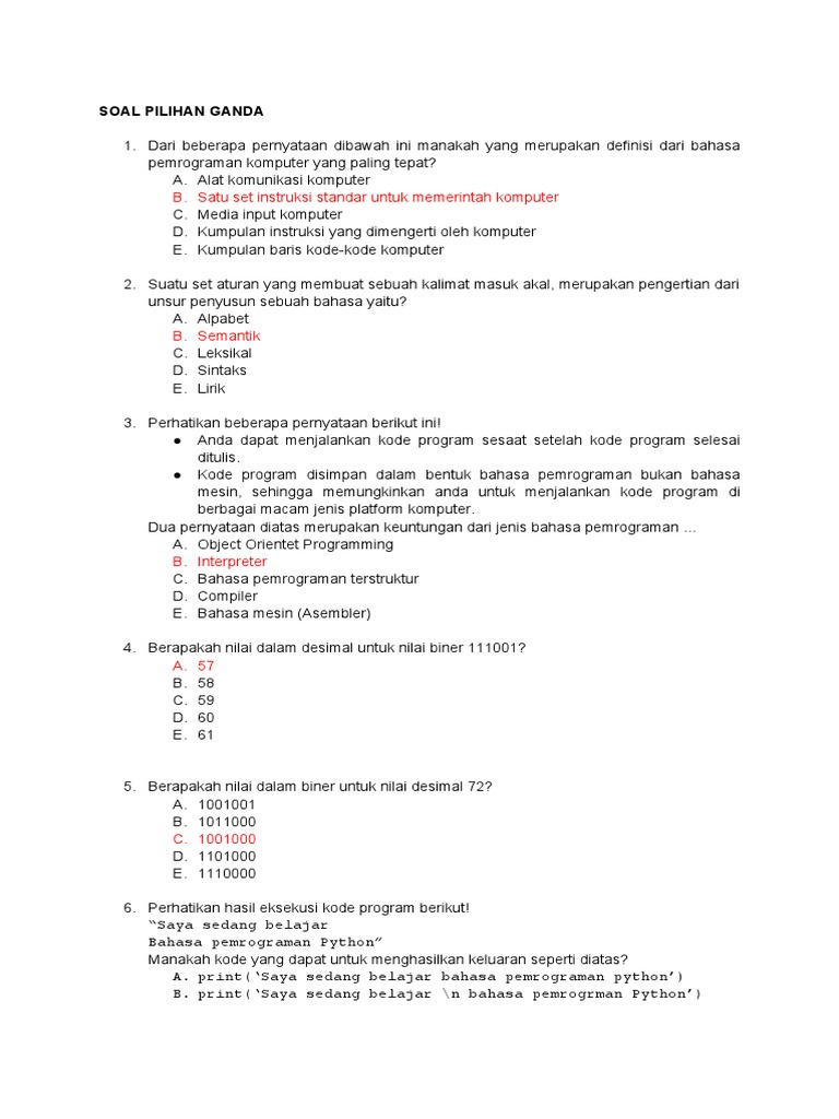 Soal Python Dasar | PDF