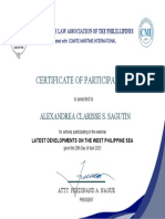 Certificate of Participation: Alexandrea Clarisse S. Sagutin