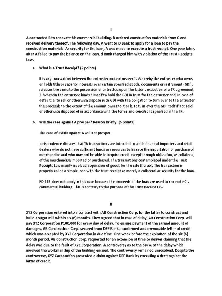 Analysis of Various Documents Regarding Loans, Mortgages, Letters of