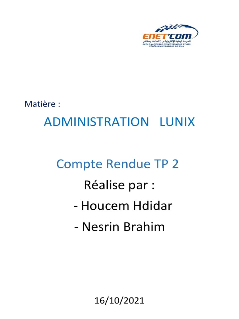 Compte Rendu TP Administration Linux | PDF | Fichier informatique ...