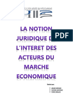 La Notion Juridique de L'intérêt Des Acteurs Économique