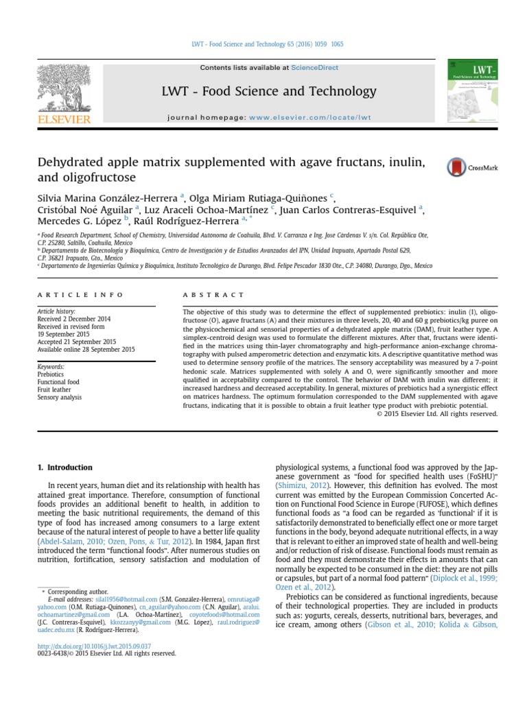 LWT Food Science and Technology PDF Chromatography Foods