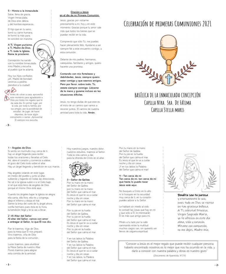 Cancionero Primera Comunión Basilica 2021 PDF María, madre de
