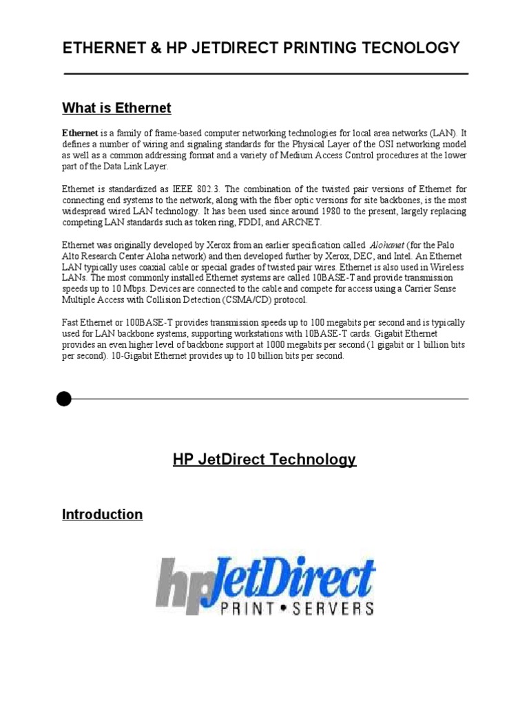 HP JetDirect Print Server Computer Network Computer Architecture