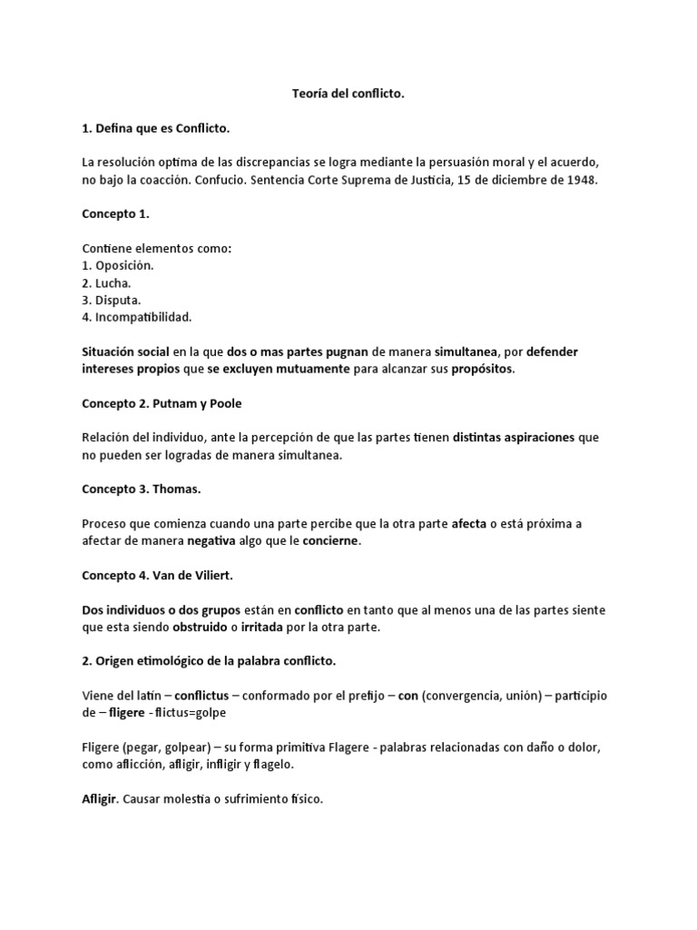 Teoría y Conceptos del Conflicto | PDF | Conflicto (proceso) | Violencia
