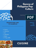 Genres of Philippine Pop Culture: An Overview of Its Cuisine, Literature, Art, Television, and Music