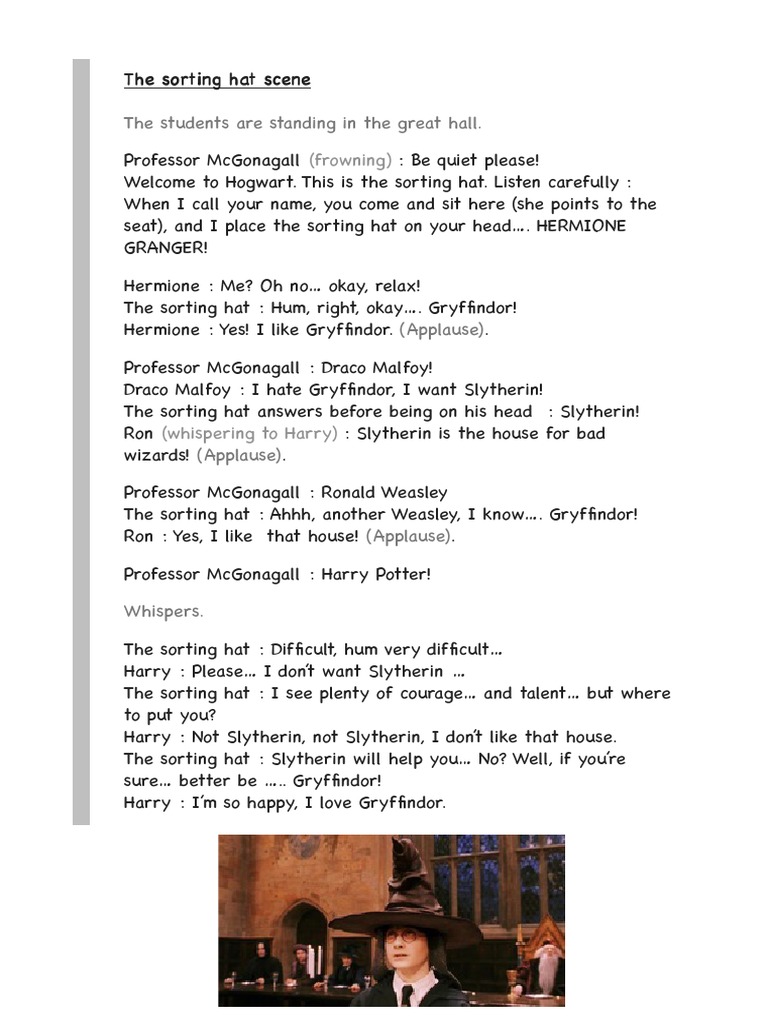 Sorting Hat Ceremony Transcript | PDF | Language Arts & Discipline ...