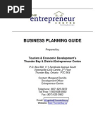 Business Planning Guide: Tourism & Economic Development's Thunder Bay & District Entrepreneur Centre