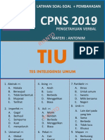 Latihan Soal Tiu Kemampuan Verbal_antonim Cpns 2019