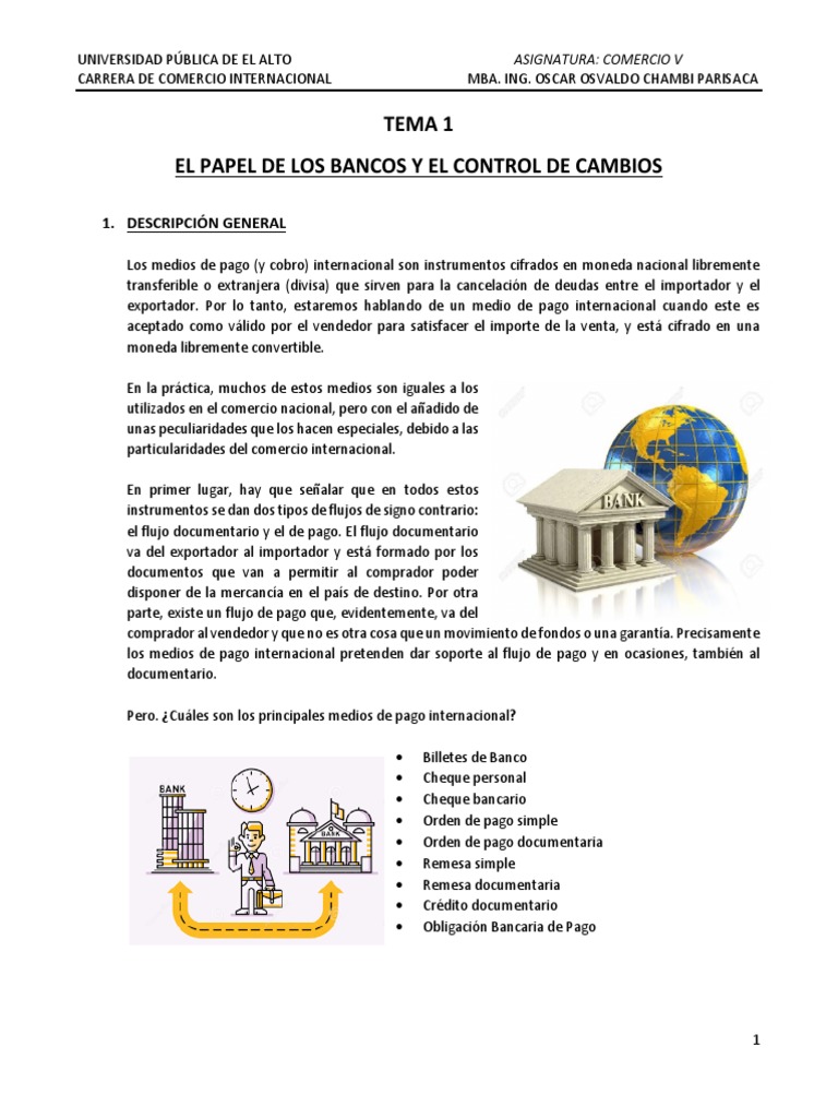 Capitulo 1. El Papel de Los Bancos en El Comercio Internacional - FIN ...