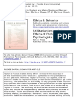 Ethics & Behavior: To Cite This Article: Samuel Knapp (1999) Utilitarianism and The Ethics of