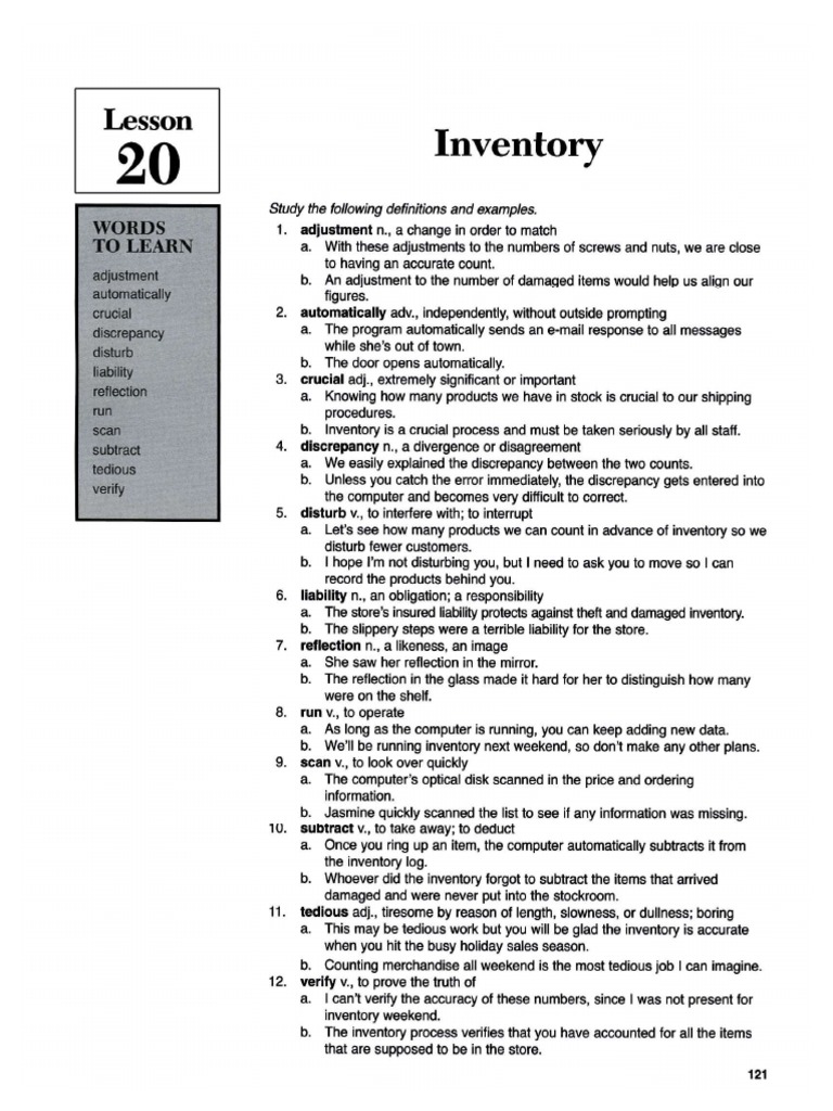 Lesson 20 Inventory | PDF