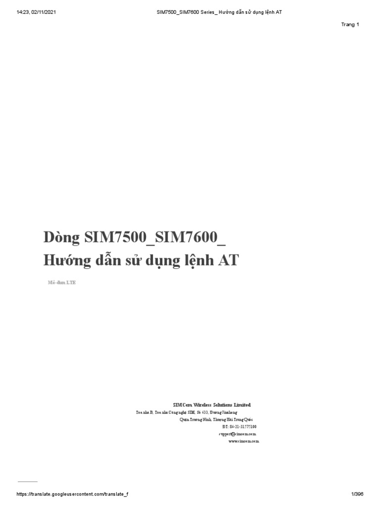SIM7500 - SIM7600 Series - Hướng dẫn sử dụng lệnh AT | PDF