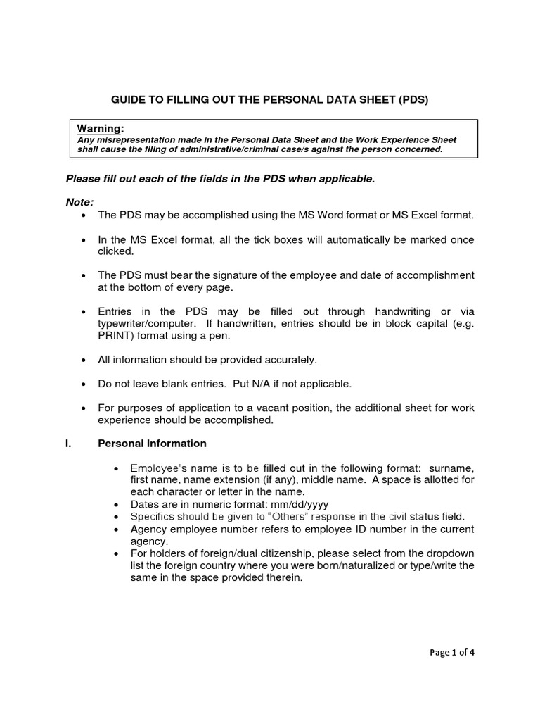 Guide To Filling Out The Personal Data Sheet – LYIKC