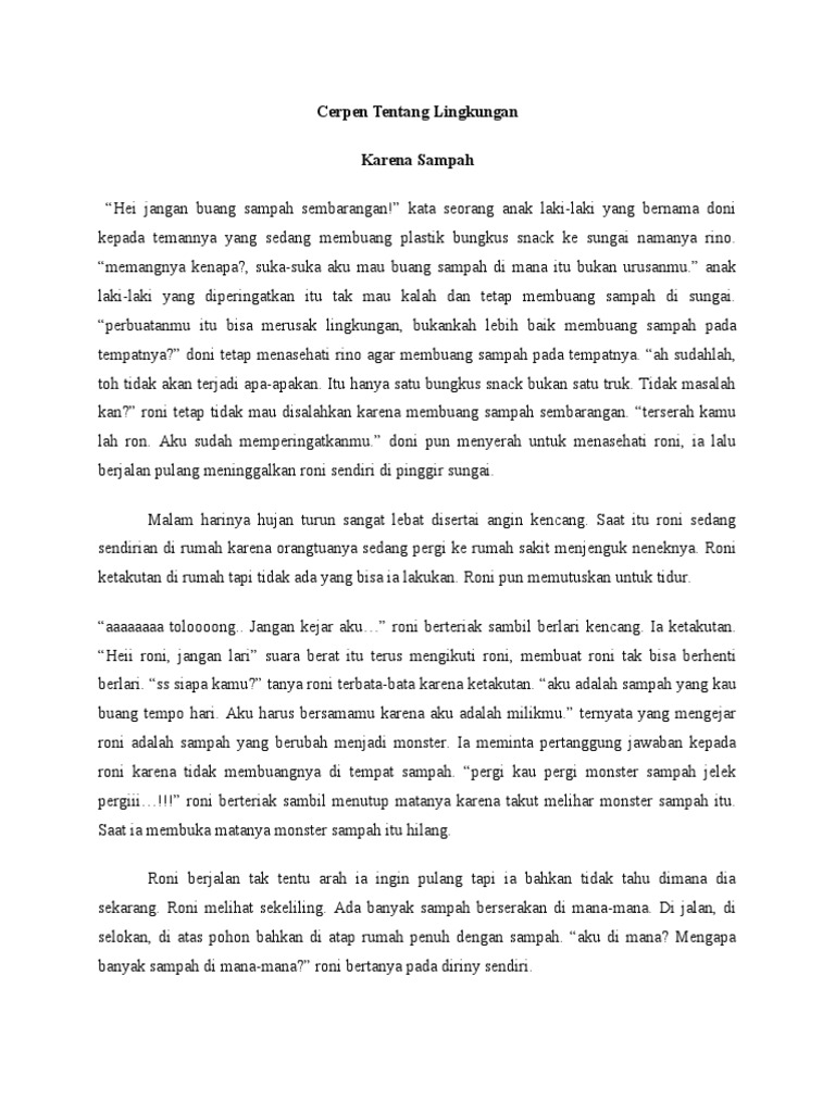 Cerpen Tentang Lingkungan | PDF