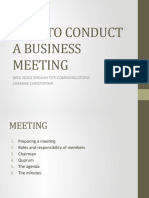 How To Conduct A Business Meeting: Wed 20202 English For Communications Cherane Christopher
