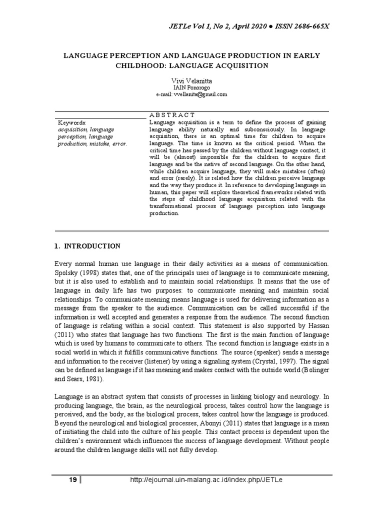 Language Acquisition in Early Childhood | PDF | Language Acquisition ...