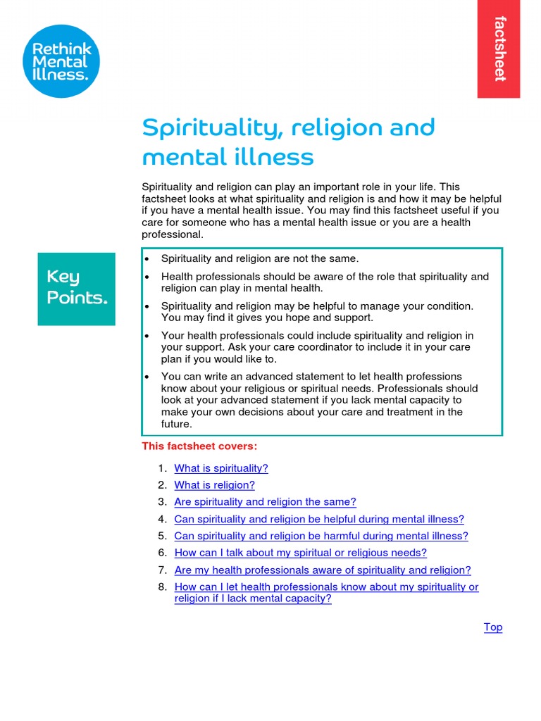 Spirituality, Religion and Mental Illness | PDF | Spirituality | Psychiatry