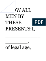 Know All Men by These Presents:I, - , of Legal Age