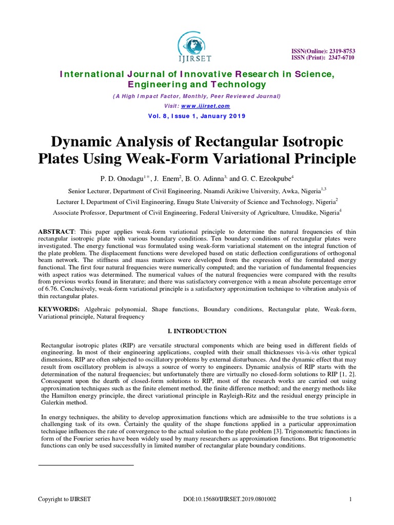Dynamic Analysis of Rectangular Isotropic Plates Using Weak-Form ...