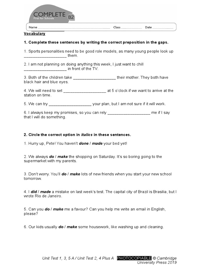 COMPLETE EXAM Without Answers A | PDF | Foods