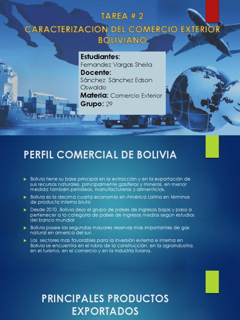 Tarea2 Caracterizacion Del Comercio Exterior Boliviano PDF Bolivia