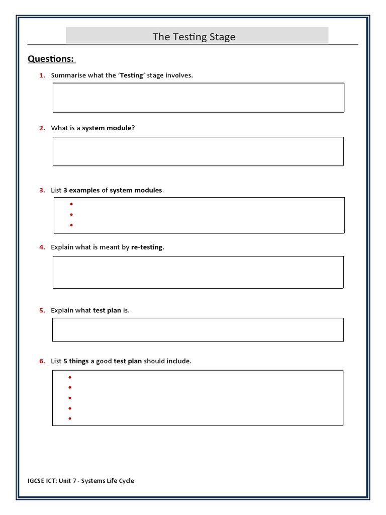 The Testing Stage: Questions | PDF | Science & Mathematics | Technology ...
