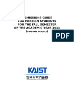 Admissions Guide For Foreign Students For The Fall Semester of The Academic Year 2011