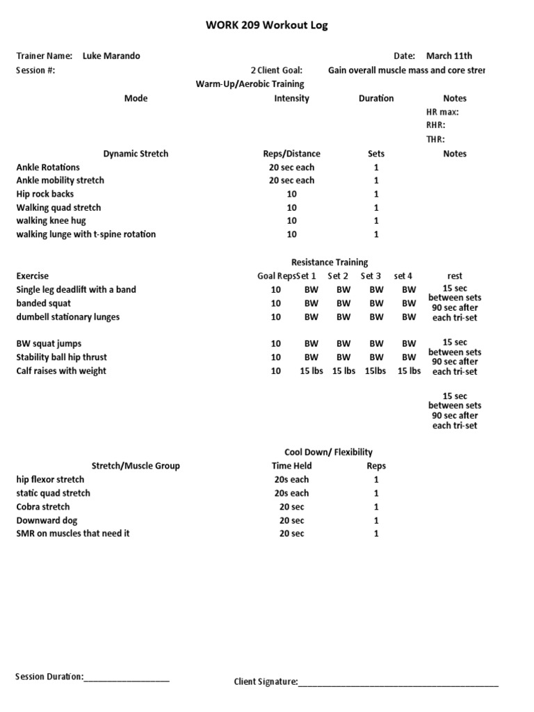 Lower Body Workout Log for Muscle Gain | PDF | Strength Training ...