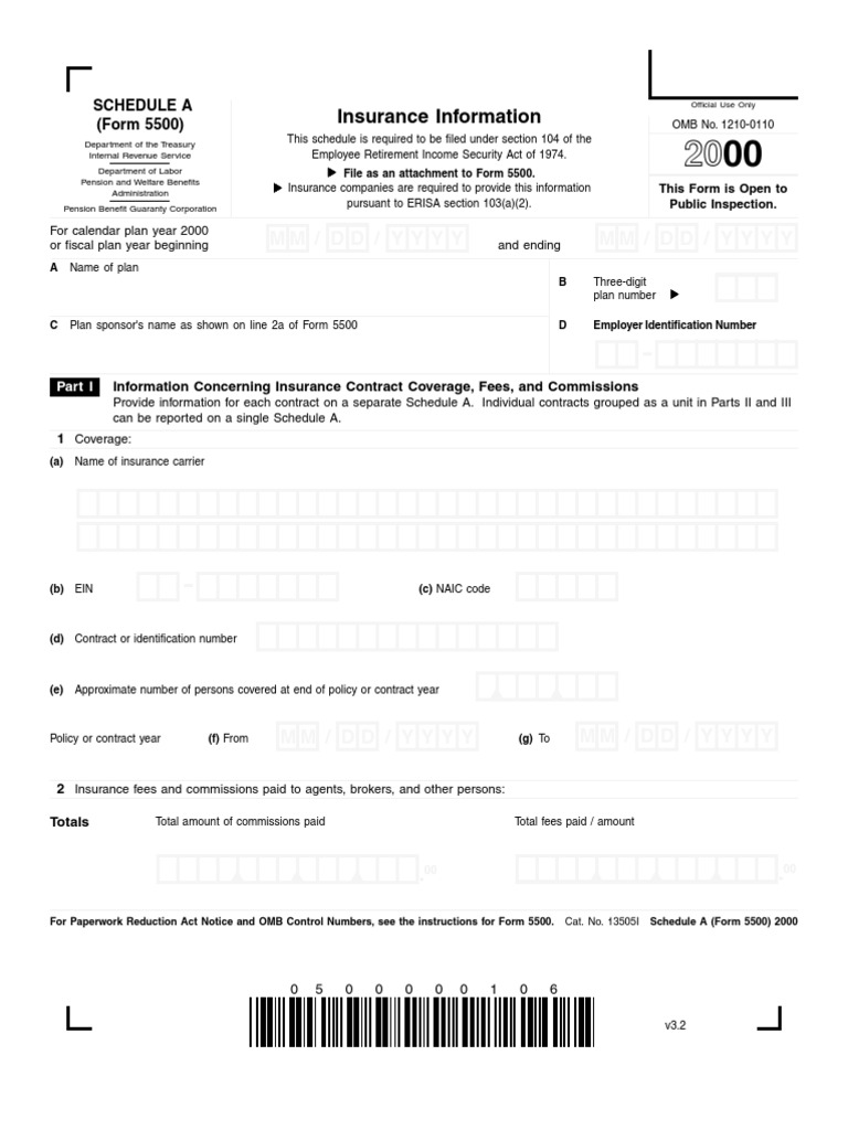 5500 form health insurance 2000 Service: US Internal Revenue Insurance   f5500sa