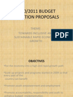 2010/2011 BUDGET Taxation Proposals: Theme: Towards Inclusive and Sustainable Rapid Economic Growth