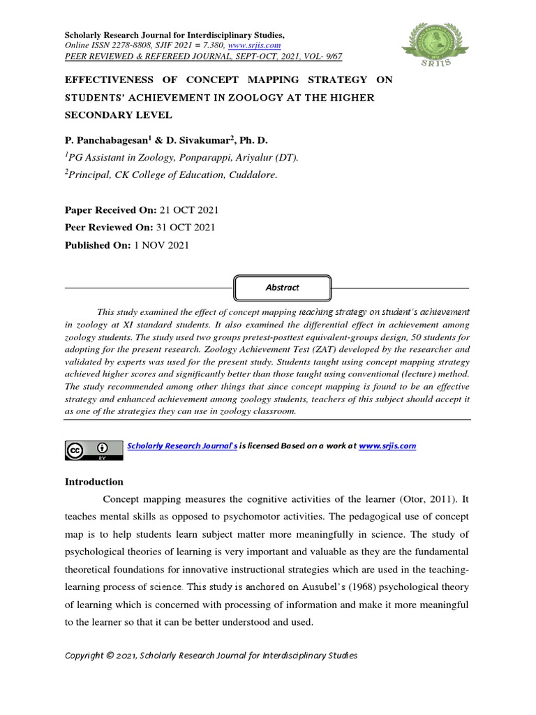 Effectiveness of Concept Mapping Strategy On Students' Achievement in ...
