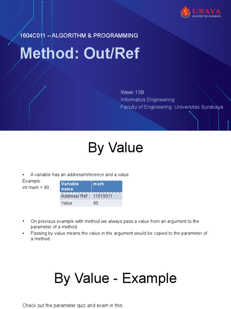 Week 13B - Method OutRef Odd 2021 | PDF | Parameter (Computer ...