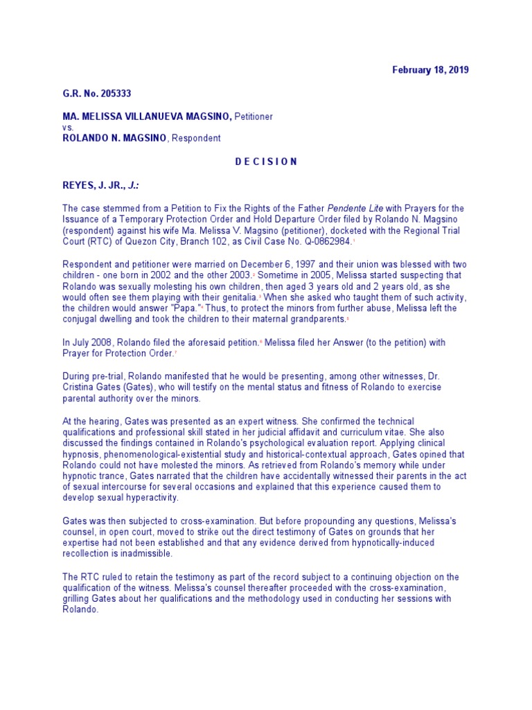 MA. MELISSA VILLANUEVA MAGSINO vs. Magsino PDF Testimony Expert