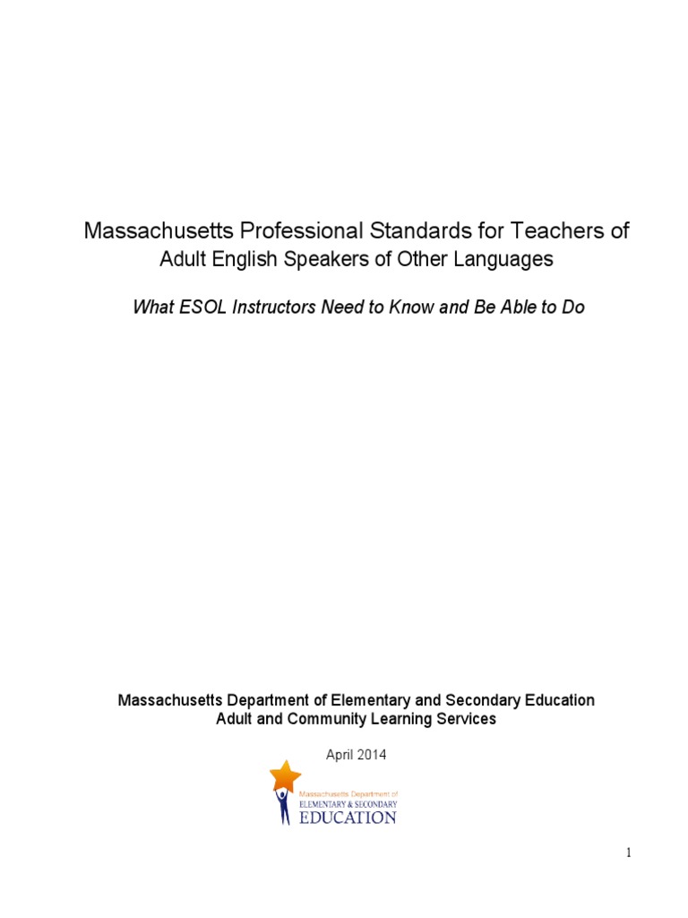Massachusetts Professional Standards For Teachers Of: Adult English ...