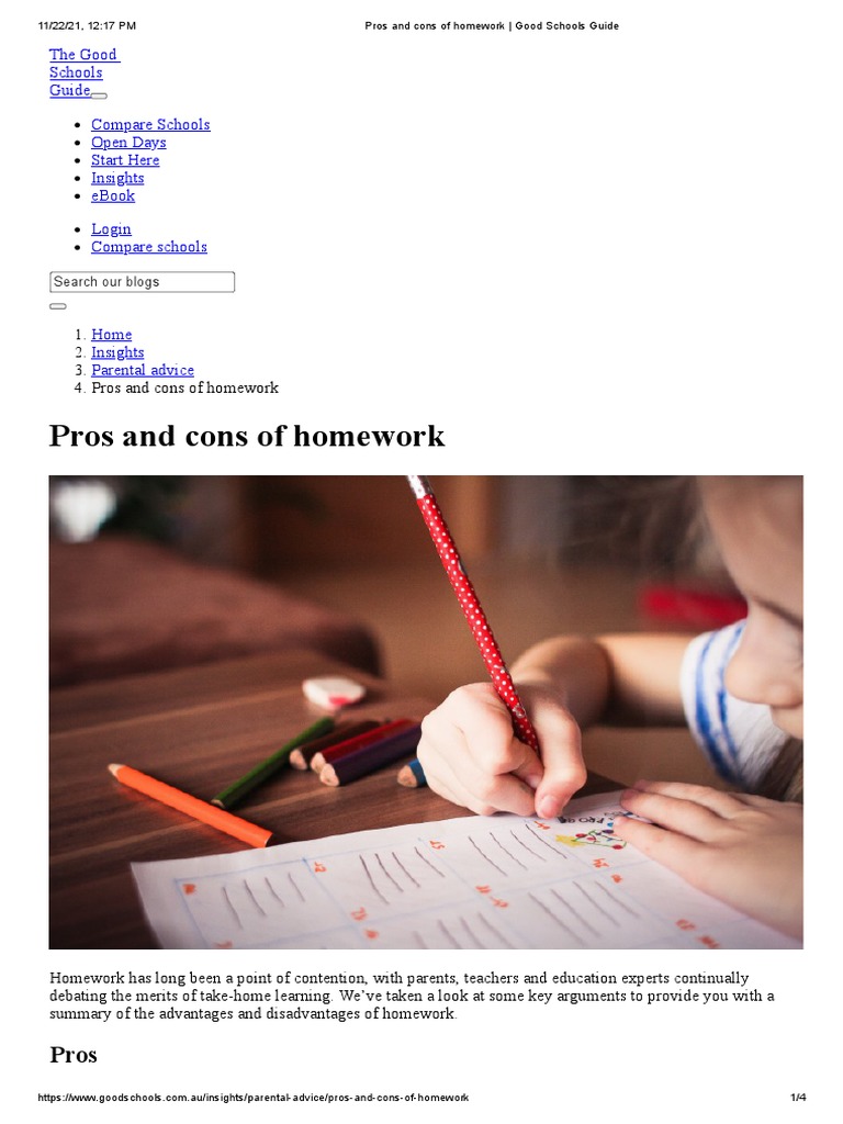 the good schools guide pros and cons of homework
