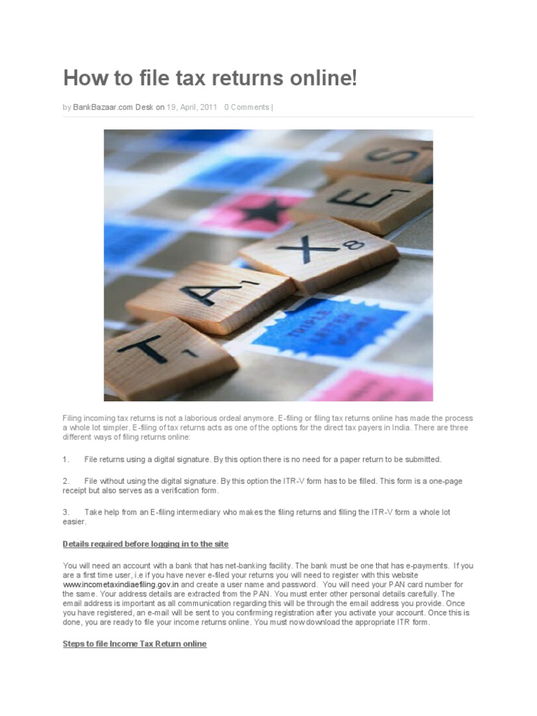 E-Filing Income Tax Returns in India | PDF | Government Finances ...