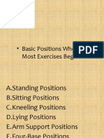 Basic Positions Where Most Exercises Begin