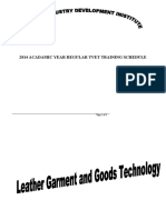 2014 TVET Training Schedule for Leather Goods and Garment Production
