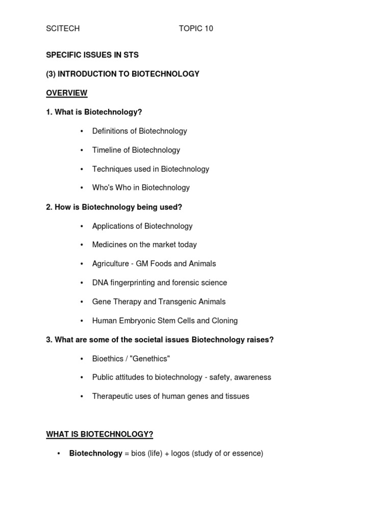 Intro To Biotechnology | PDF | Biotechnology | Gene