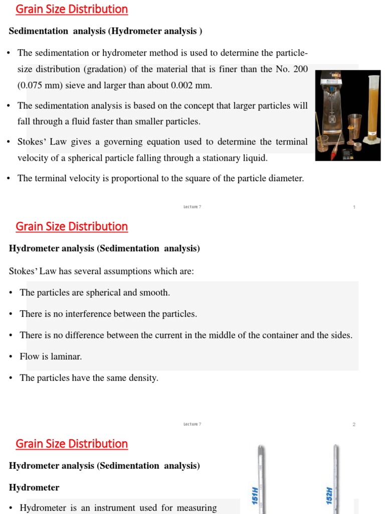 Sedimentation Analysis (Hydrometer Analysis) PDF Particle Size