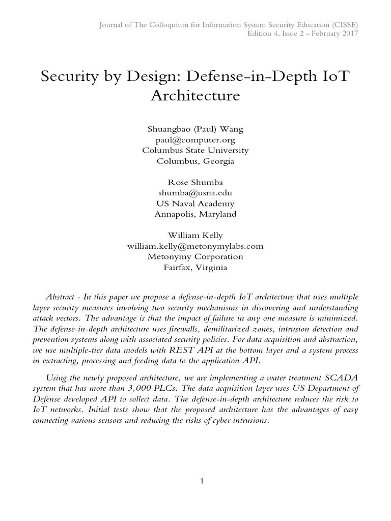 Defense-in-Depth IoT Security Architecture | PDF | Scada | Internet Of ...